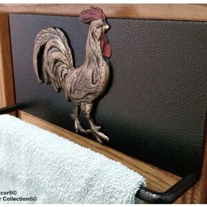 New Metal Bathroom Towel Bar Rooster Door or Wall Country House Rustic